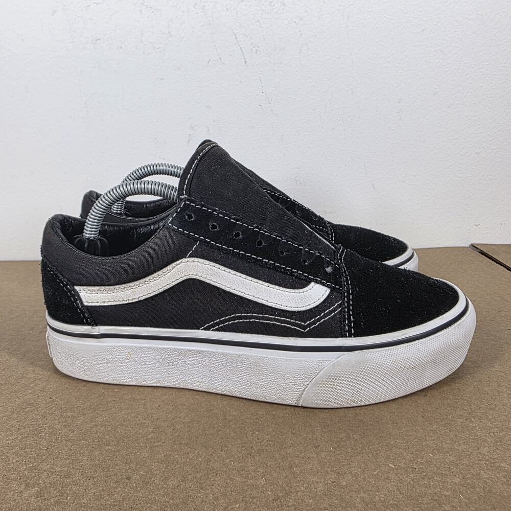 Vans Old Skool Platform Womens Black And White Size 6.5 Platform Shoes Sneakers